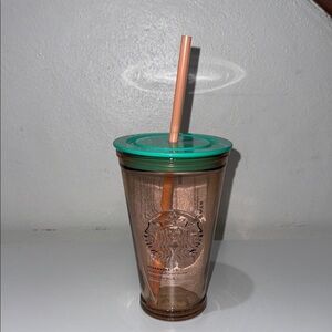 Starbucks Brown Drinkware with Green Lid
